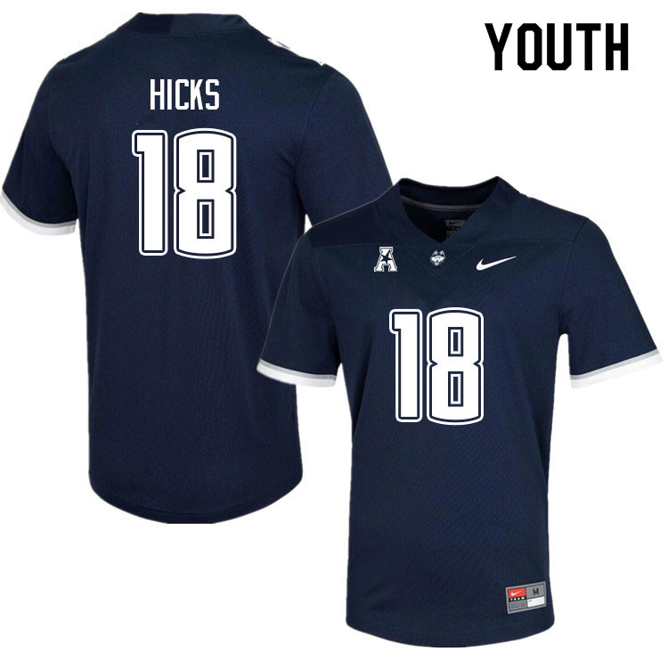 Youth #18 Kylish Hicks Uconn Huskies College Football Jerseys Sale-Navy